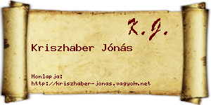 Kriszhaber Jónás névjegykártya